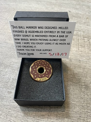 RARE Tyson Lamb Crafted Brass Donut Golf Ball