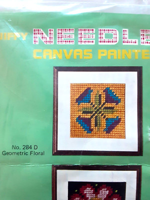 Vintage - Vogart Jiffy Needlepoint Beginners 284 D Geometric Floral Cross Stitch