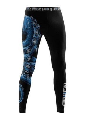 Raven Fightwear Men's Kraken Octopus BJJ Spats MMA Blue 