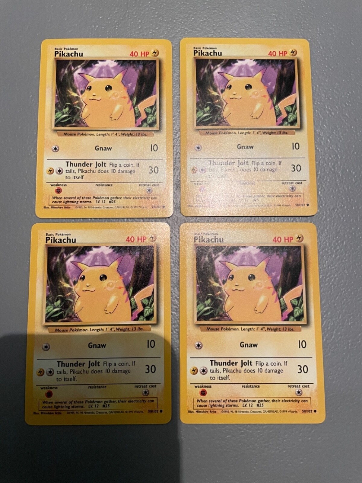 1 Pikachu Pokemon Card Base Set 58/102 Yellow Cheeks NM/LP