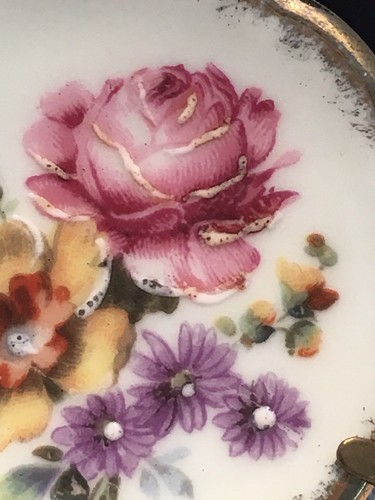 Antique Vintage Limoges Made in France Mini Colorful Flowers Plate Pin Brooch