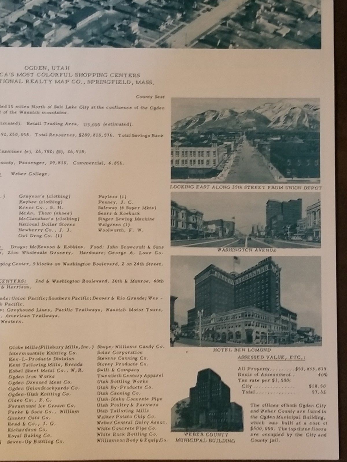 ORIGINAL Nirenstein Ogden, Utah map atlas United States America Vintage Antique