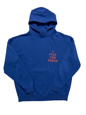 Kanye West I Feel Like Pablo Independent Hoodie Blue Cotton Long Sleeve Size XL