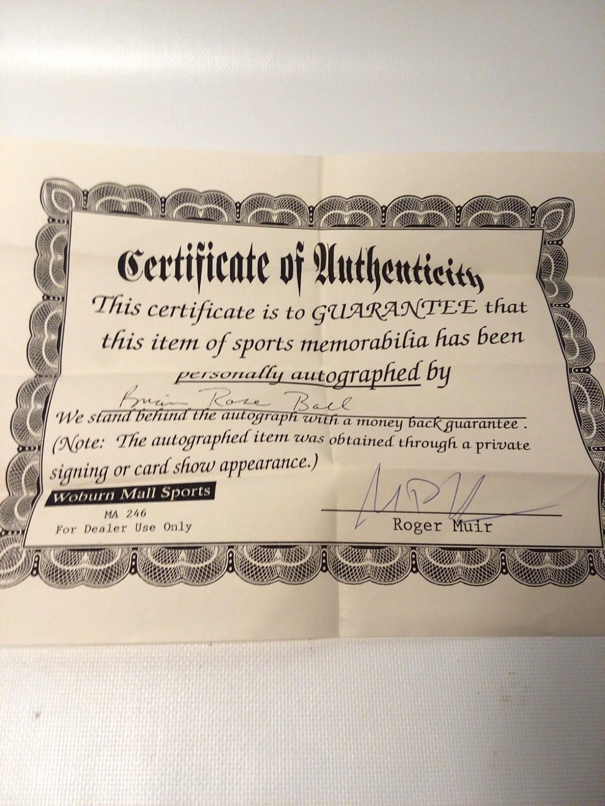 Brian Rose Sighned Baseball And Sighned Card Redsox With Wooden Plack