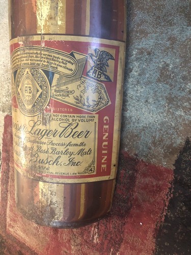 X Rare 1940 Budweiser Bottle Curved Metal 49