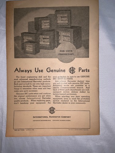 McCormick Owners Manual For Engine McCormick Deeding No. 62 Harvester Thresher