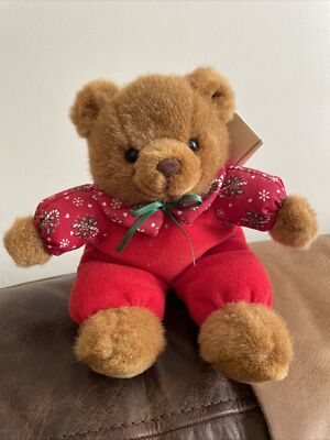 VTG Russ Berrie & Co. Russ Plush Bunky Christmas Bear Made in China Tag
