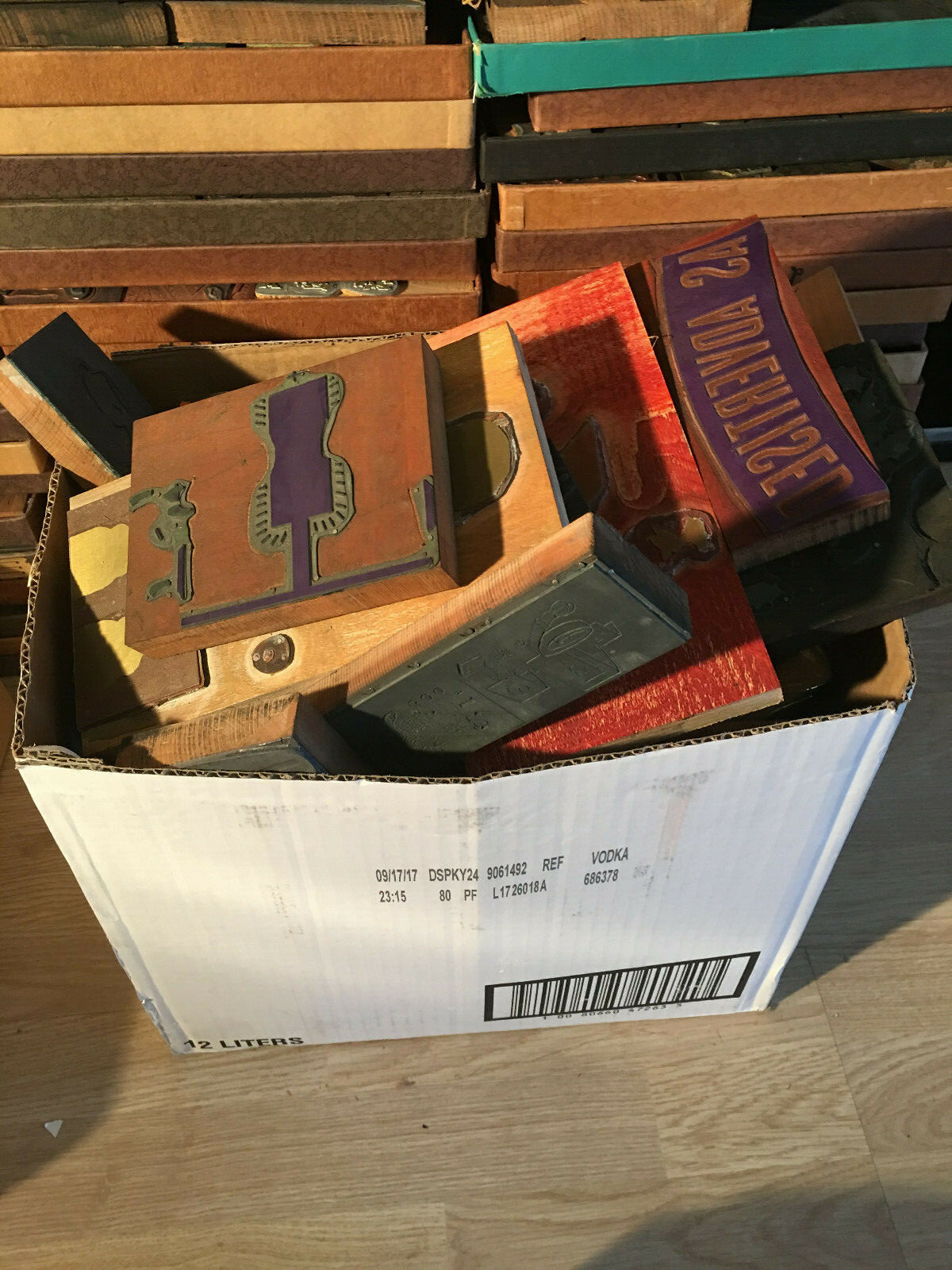 LARGE LOT OF ANTIQUE Wood Letterpress Print Type Block ADVERTISING