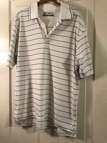 Cutter & Buck Mens CB Dry Tec Golf Polo Striped Shirt River Oaks Golf Club Large