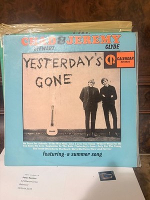Chad Jeremy Yesterdays Gone Vinyl LP Calendar Records 60s Folk Pop Vintage
