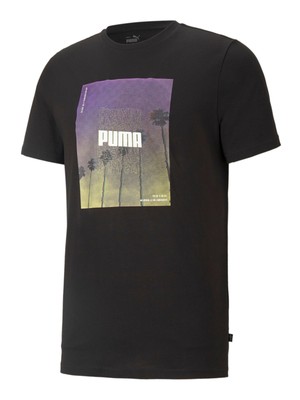 

PUMA Мужская легкая футболка классического кроя с рисунком логотипа черного цвета, Черный, 58777301