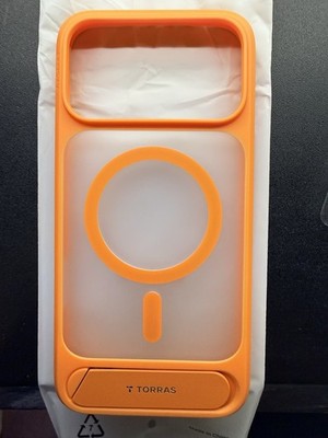 iPhone 17 Pro Max Case Orange Translucent MagSafe Cover W/ Metal Kickstand
