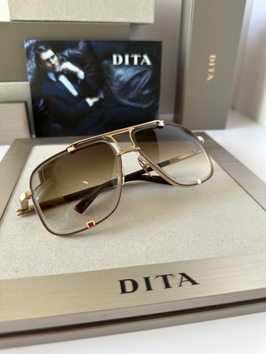 Pre-owned Dita Mach-five Drx-2087-i Gld Brn Brushed White Gold-brown Gradient Sunglasses