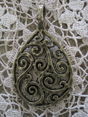 Premier Design Brass Tone Pendant 3'' Tear Drop New