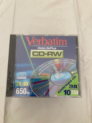 Verbatim DataLifePlus CD-RW 2X/4X 650MB Rewriteable Compact Disc NEW LOT OF 10