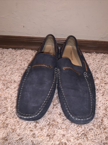 Mike Konos 10M Leather Driving Loafers Moccasins Gray Blue 