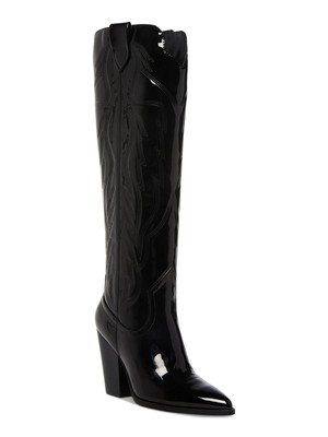 

STEVE MADDEN Женские черные кожаные ботинки Tessy с язычками в тон с насечкой, 5,5 м, Черный, TESS06S1