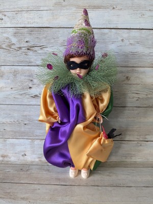 Vintage Halloween Dress Me Doll Masquerade Costume Pierrot Clown