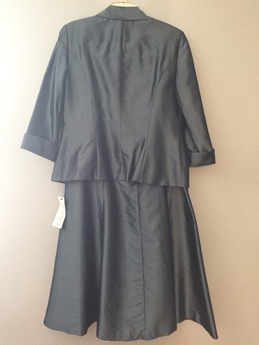 Alex Evenings Sz 12 Dress Long Skirt Jacket 2-piece NWT Smoke Blue Gray
