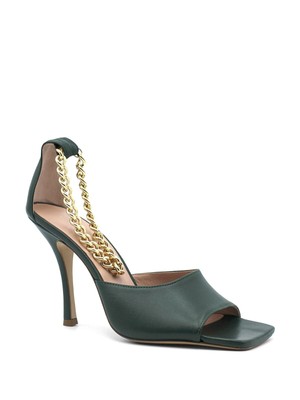 

ILIO SMERALDO Женские зелено-золотые босоножки Cher Stiletto Heeled Sandal  с цепочкой на щиколотке, Зеленый, 80069362BAI0004