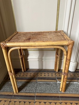 French vintage bamboo rattan small coffee or side table classy...