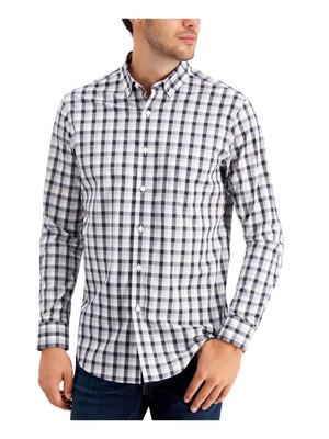 

CLUBROOM Мужская серая классическая рубашка в клетку с воротником, Серый, 100103075MN