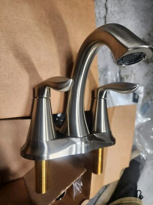 Moen Eva 6410BN Brushed Nickel Two Handle Hi-Arc Bathroom Faucet 4 Inch