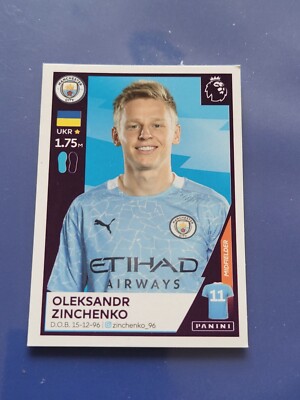 Panini Premier League 2021 Sticker Zinchenko Midfielder Manchester City #395