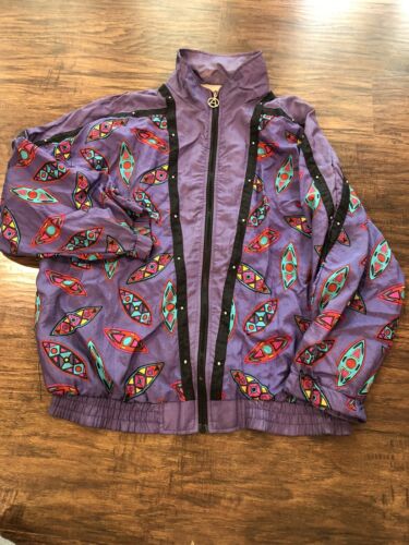 Vintage 80's 90's ADOLFO SPORT Track Jacket XL Studs Purple Vintage 80's 90's ADOLFO SPORT Track Jacket XL Studs Purple