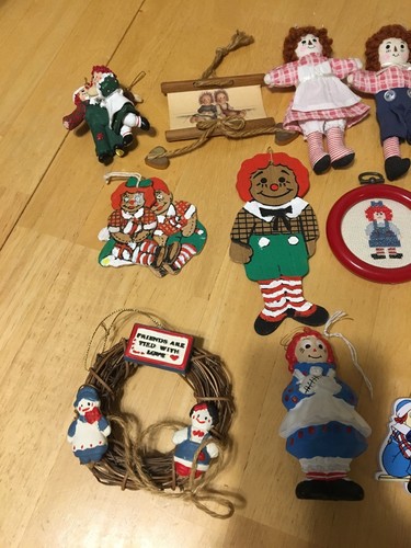 Raggedy Ann & Andy Christmas Ornament Lot of 15 Kurt Adler Homemade S&S 1996-98
