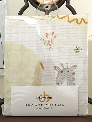 CREATIVE BATH ANIMAL CRACKERS Cotton Kids Bath Shower Curtain 72x72'' NIP Natural