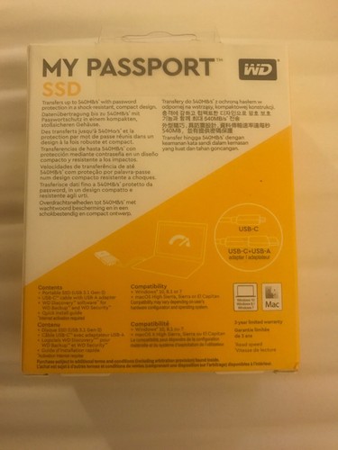 NEW WD My Passport 256 GB Portable External Solid State SSD USB Drive 540MB/s