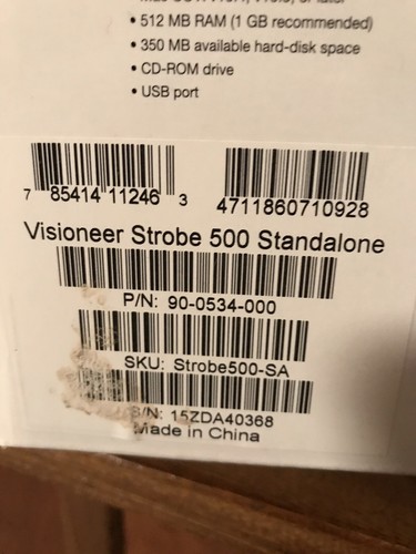 VISIONEER STROBE 500 MOBILE DUPLEX COLOR SCANNER, NEW