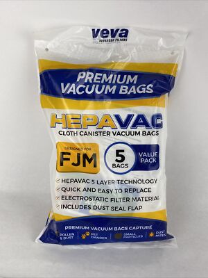 Veva Advanced Filters Premium Hepavac Cloth Canister Vacuum Bags for FJM