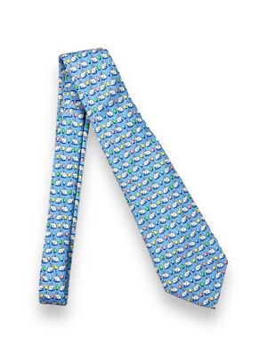 Vineyard Vines Boys Light Blue 100% Silk Egg And Bunny Easter Tie Spring Pastel