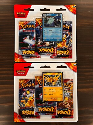 Pokemon Surging Sparks SV08 3-Pack Blister Set of 2! Brand New Sealed