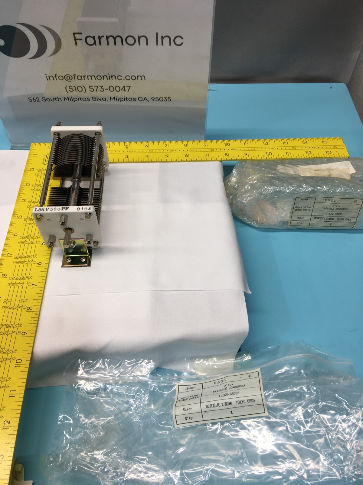 Tokyo Ohka 1.5KV-560PF Variable Condenser, Capacitor, RF Match, 144738