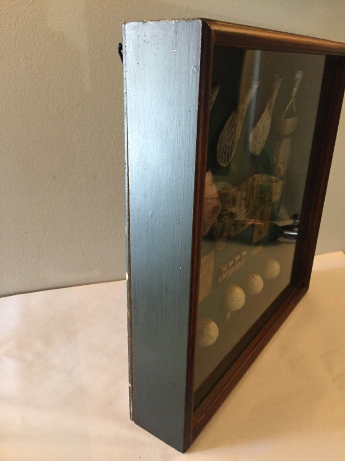 Golf Sports Shadow Box Vintage Replica Golf Balls Clubs and Golf Tributes