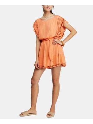 

Женское коралловое мини-платье-футляр с круглым вырезом FREE PEOPLE, Коралл
