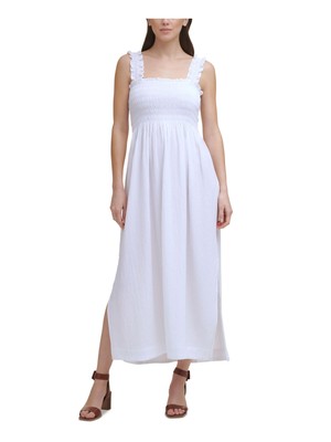 

CALVIN KLEIN Женское белое платье-футляр без рукавов стрейч с квадратным вырезом, Белый