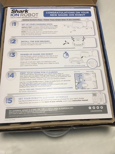 Shark Ion Robot Vacuum Cleaner RV720 W Remote And 2 Sets Of Brushes Damaged Box