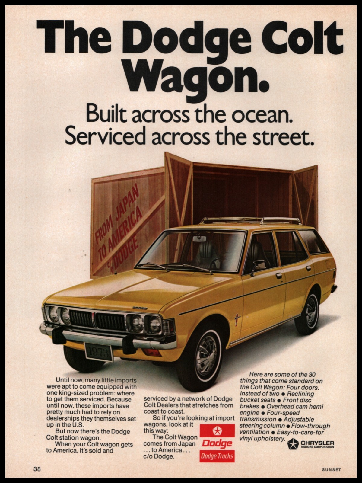 洋書　THE DODGE STORY　 ダッヂ Dodge 　ヴィンテージ 1973 Dodge Colt Wagon Original Print Ad ~ Fast Shipping
