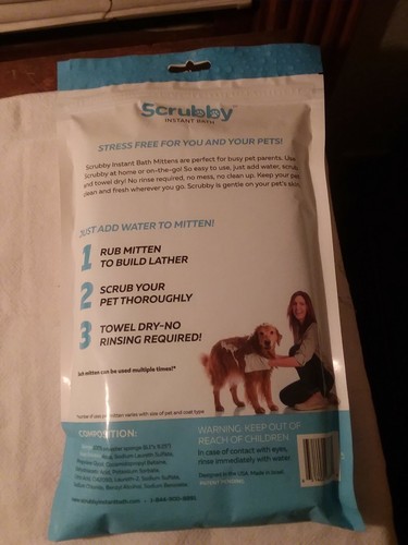 Scrubby  instant Pet  rinse free Bath Mittens