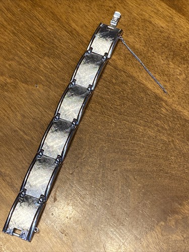 ◆RIETI◆ SILVER TITO RT 3039 C1 VNTG ETCHED SILVER TONE LINK BRACELET SIGNED COPYRIGHT BY