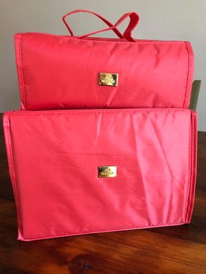 Joy Mangano Better Beauty Quilted Jewelry MakeUp Organizer Roll-up Travel Cases