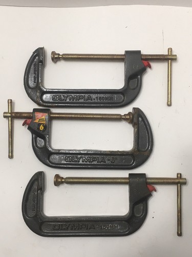 3 Olympia 6”-150mm C Clamps W/Quick Release & Copper Plated Screw
