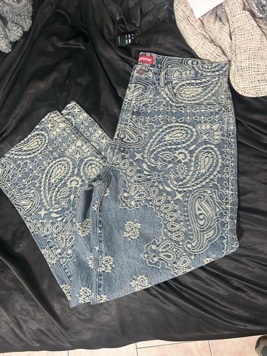 小物 Supreme Bandana Jacquard Baggy Jean 32 Supreme Bandana Jacquard Baggy Jean Blue | eBay
