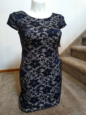 Connected Apparel Short Cocktail Sheath Dress Blue Women's Size 8 NWT