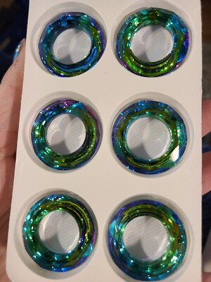 Austrian Crystal Ring Circle pendant Green Blue Yellow Hues