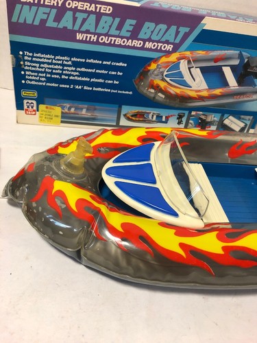 seafox inflatable toy boat w/ battery operated outboard motor playwell 2000